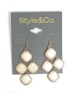 Style & Co. Cream and Gold Dangle Earrings